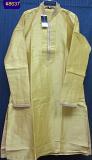 Men's Gold Slub Ivory Tussore Kurta Pajama Dupatta Set (Medium)